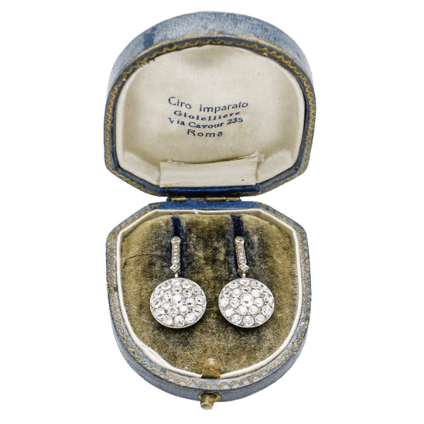 Orecchini Liberty in oro platino e diamanti