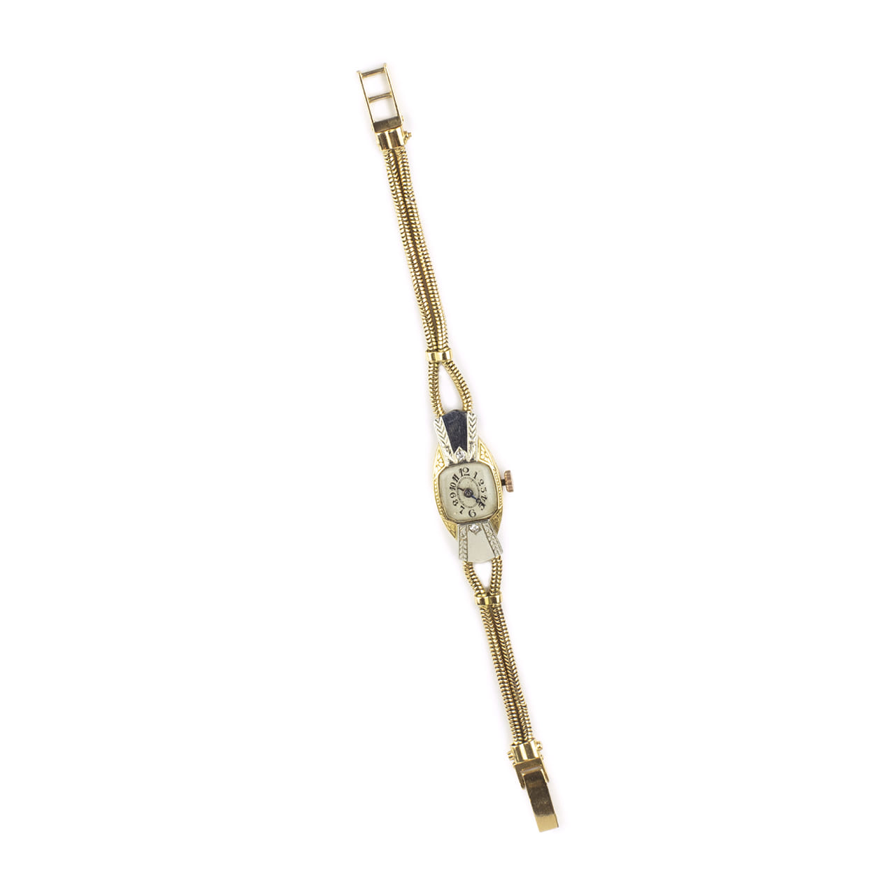 Orologio decò in oro giallo e bianco 18kt-2