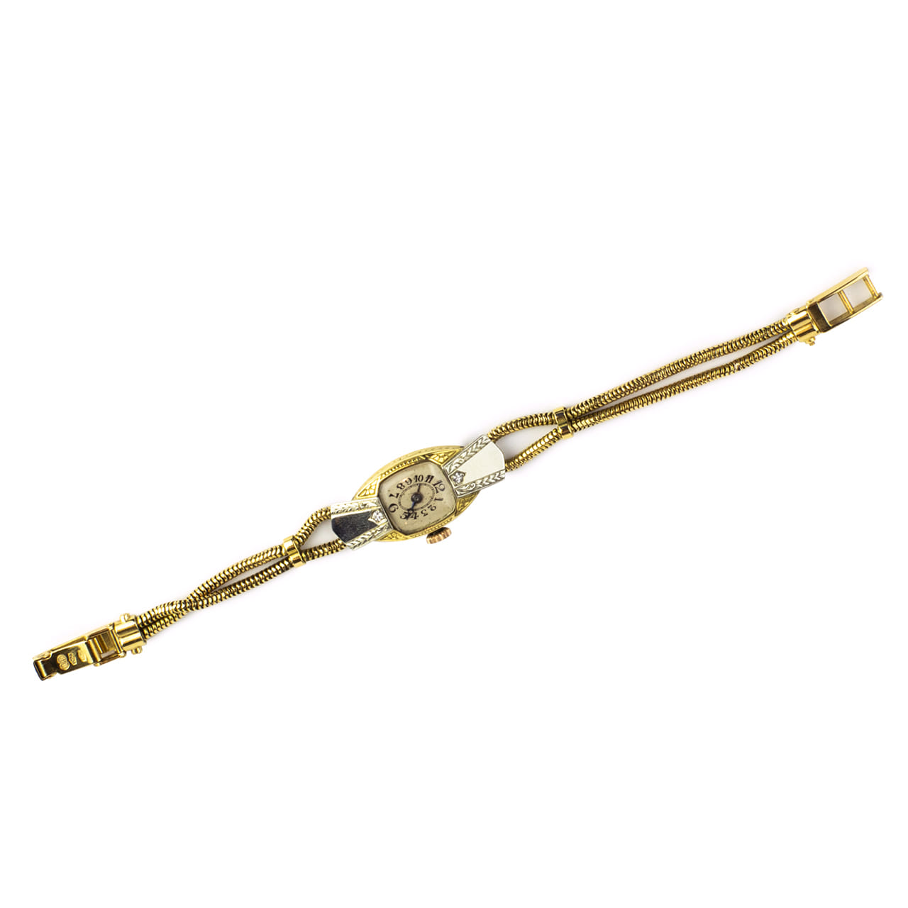 Orologio decò in oro giallo e bianco 18kt-1