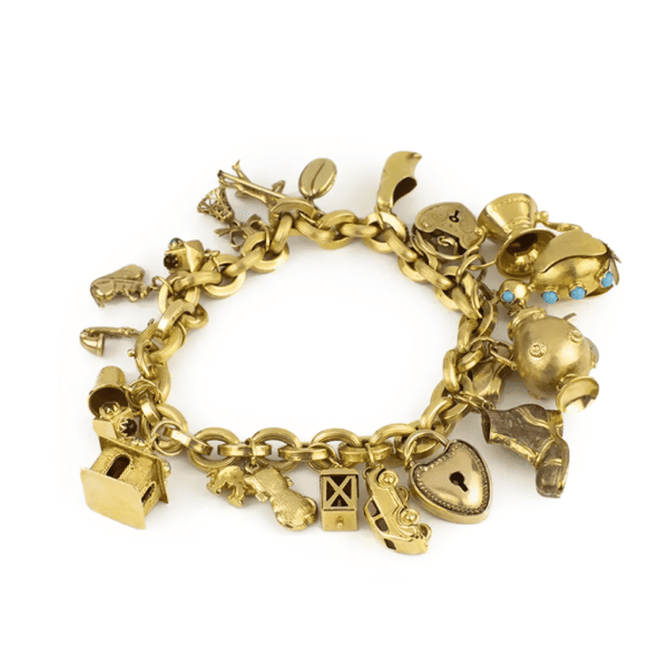 Bracciale in oro 18kt ciondoli vari
