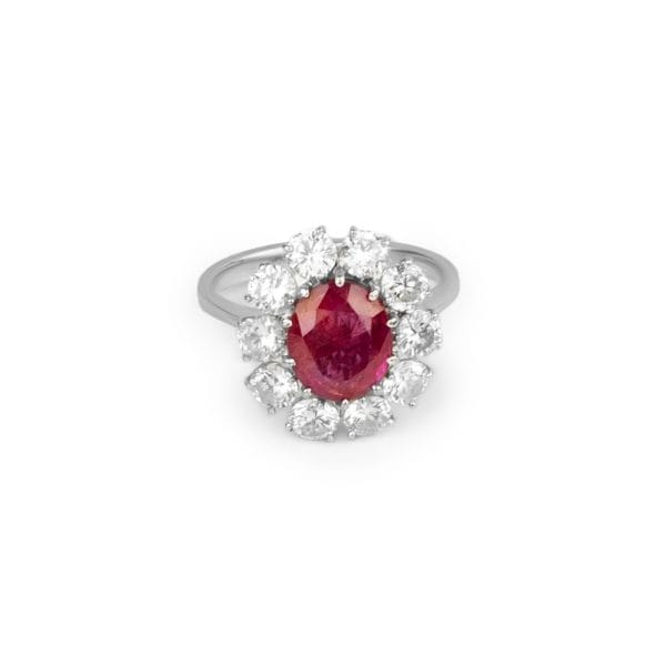Burmese No Heat Ruby Cluster Ring