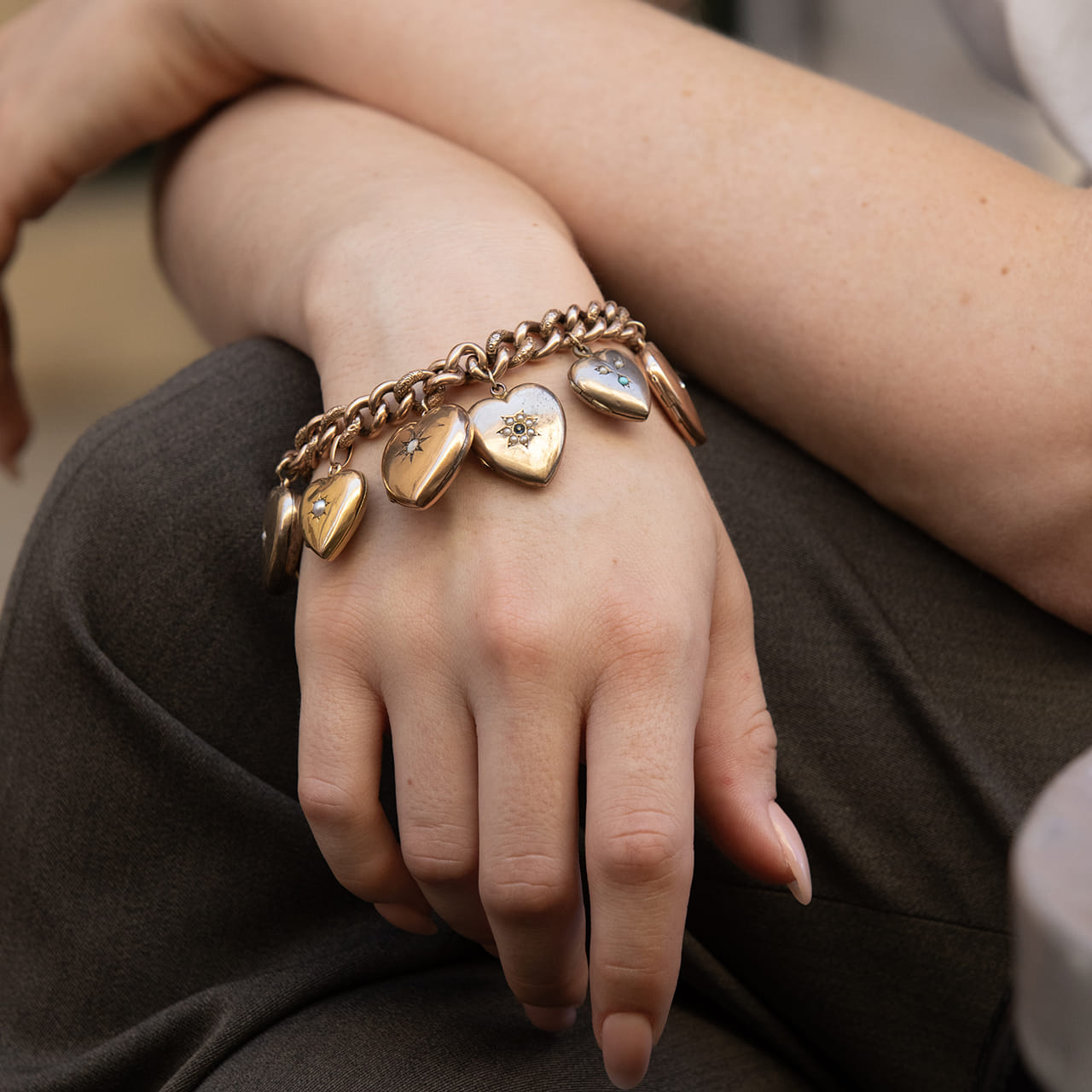 Bracciali vittoriano ciondoli a cuore vari-3