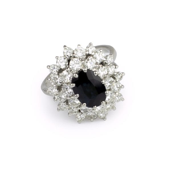 1980s Sapphire and Diamond Ring