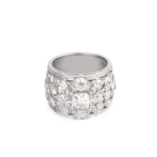 Anello a fascia anni 1930 con diamanti antichi-1