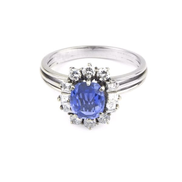 Anello anni 1960 con zaffiro ceylon e diamanti-1