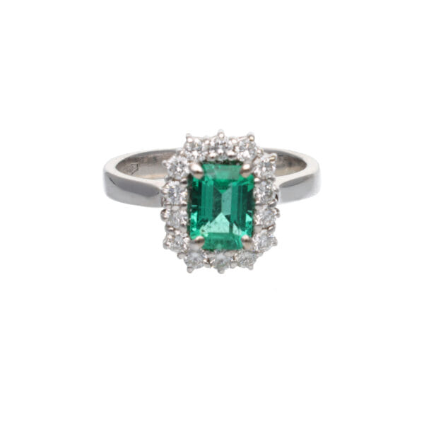 Emerald and Diamond Cluster Ring