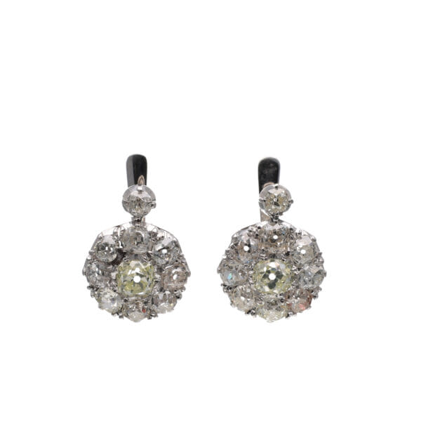 Orecchini a Grappolo con Diamanti taglio Vecchio