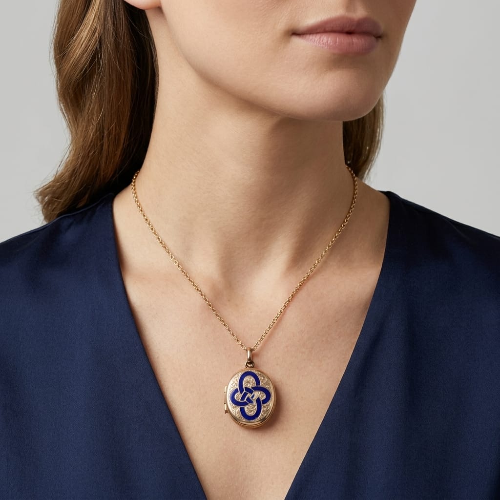 Ciondolo portaritratti vittoriano in oro basso e smalto_4