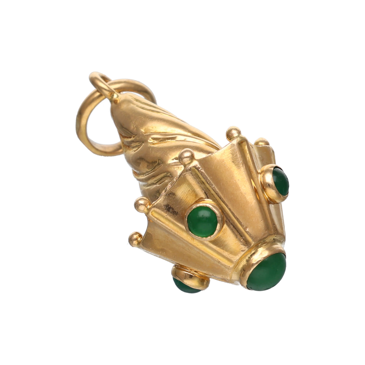 Ciondolo ombrello anni '50 in oro giallo con pietre verdi_2