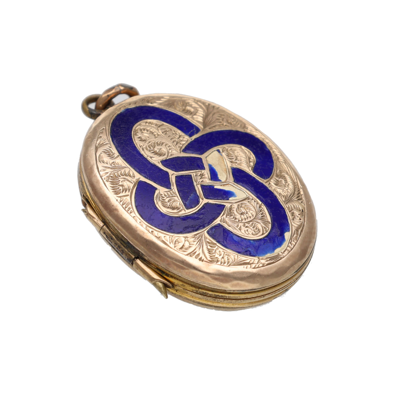 Ciondolo portaritratti vittoriano in oro basso e smalto_3