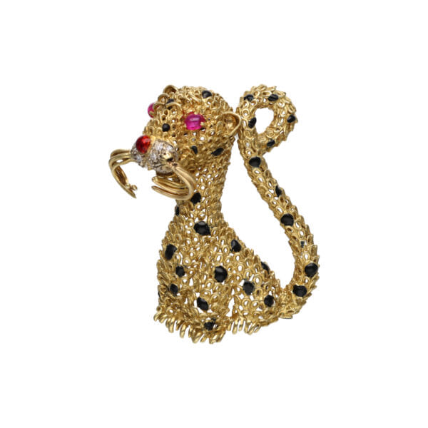 Spilla vintage anni ’80 in oro a forma di pantera