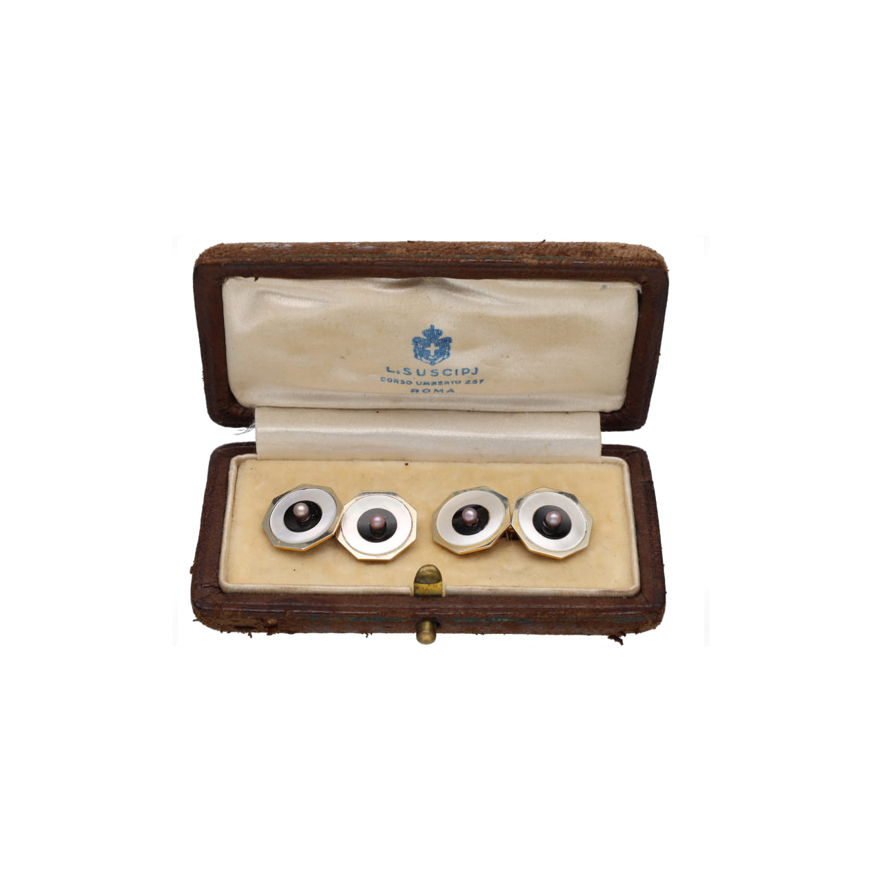 Gemelli tardo vittoriano in oro con madre perla e onice_3