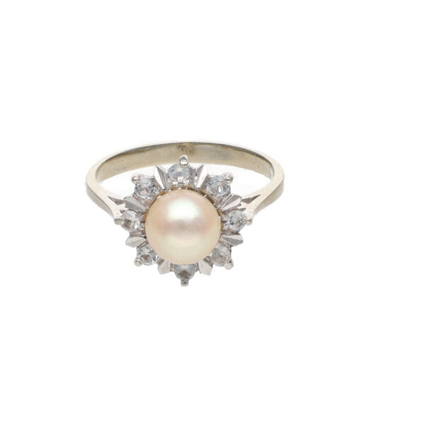 Anello anni 80 con perla e zirconi_1