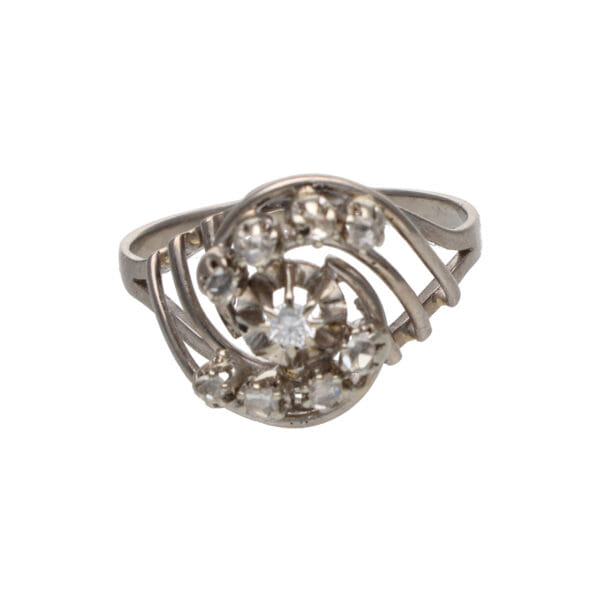 Anello francese anni 60 in oro con diamanti_1