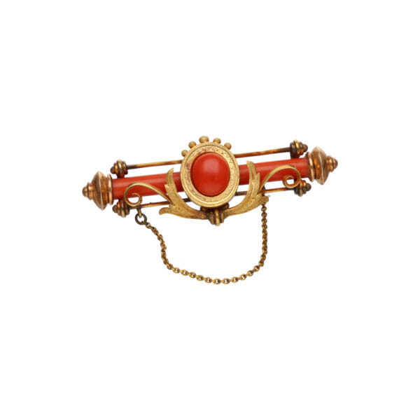 Spilla francese invio xix secolo in oro e corallo_1