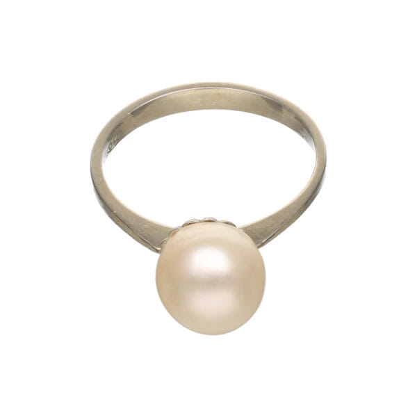 Anello anni 60 in oro bianco con perla centrale_1