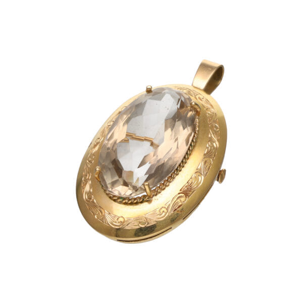 Spilla ciondolo in oro 18kt con quartzo_1