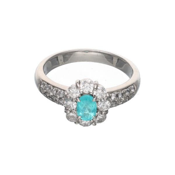 Anello vintage con tormalina paraiba e diamanti in platino_1