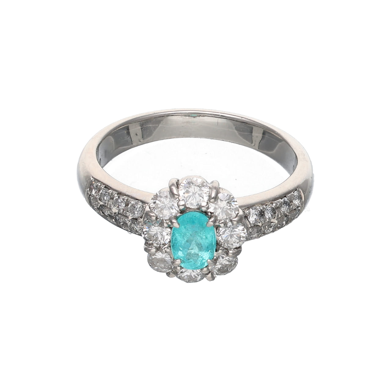 Anello vintage con tormalina paraiba e diamanti in platino_1