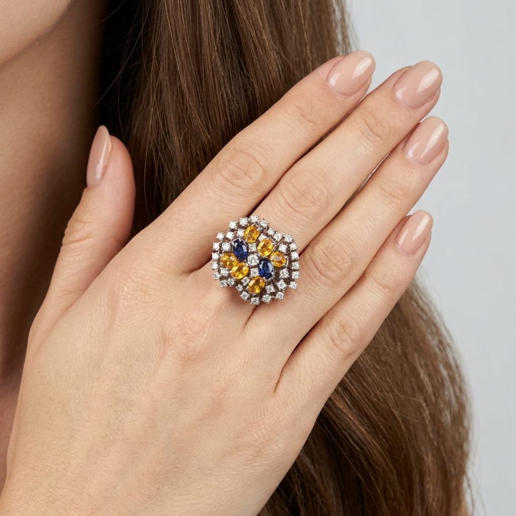 Fantasy Ring with Diamonds and Sapphires - Image 5