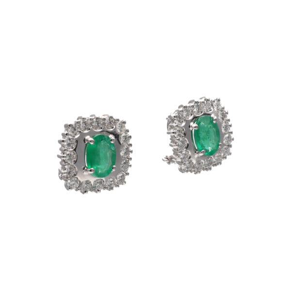 1980s Earrings with Zambian Emeralds and Diamonds