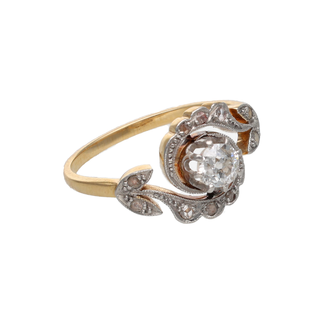 Anello edoardiano in oro e platino con diamanti_2