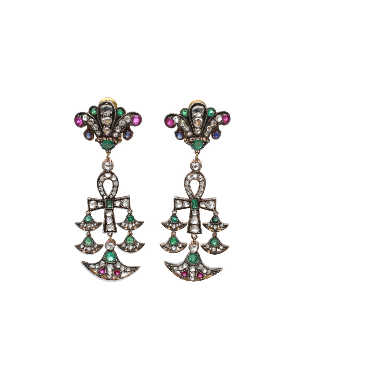 Orecchini chandelier revival in oro e argento_3