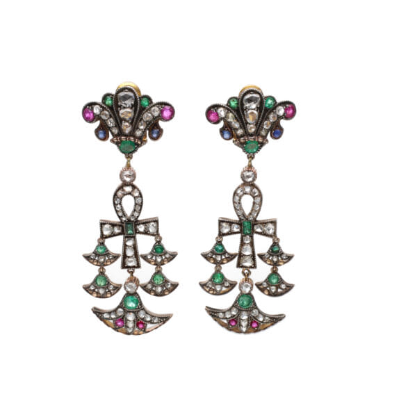Orecchini chandelier revival in oro e argento_1