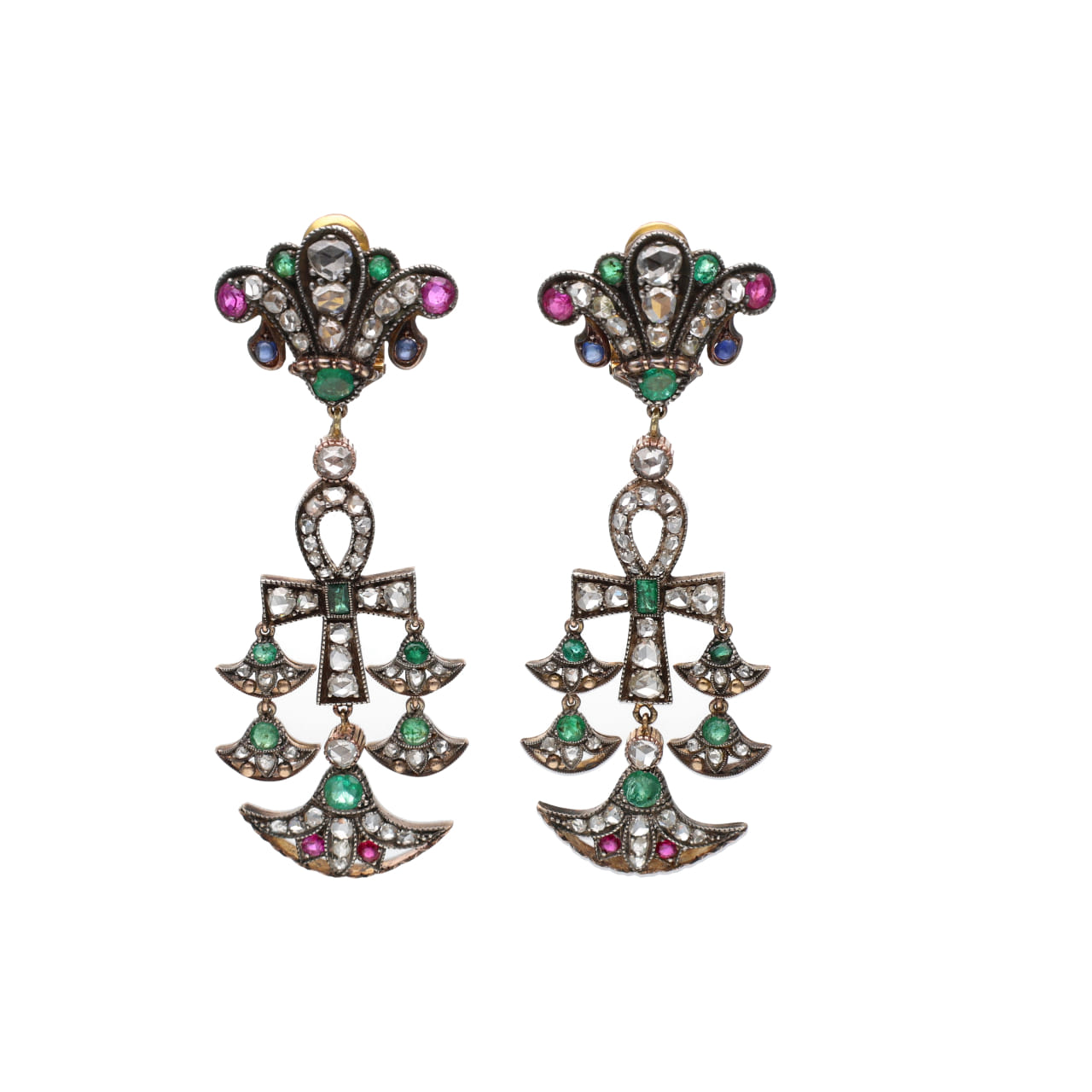 Orecchini chandelier revival in oro e argento_1