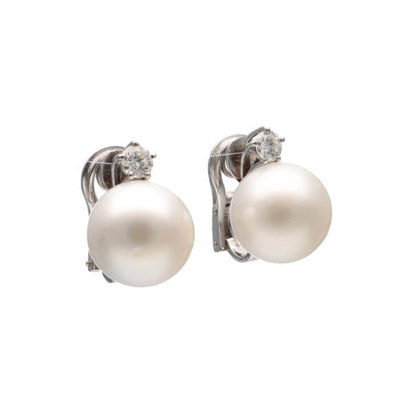 Vintage Earrings with Australian Pearls and Diamonds