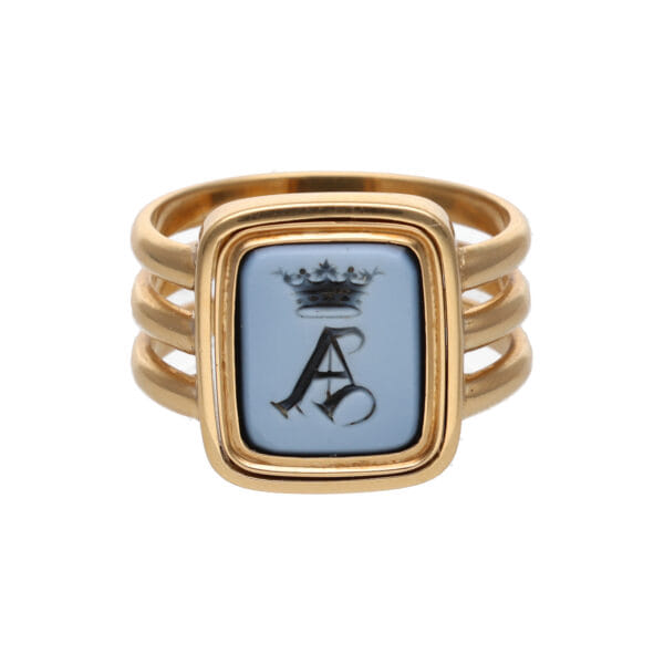 Anello sigillo oro giallo con diaspro e sardonica_1