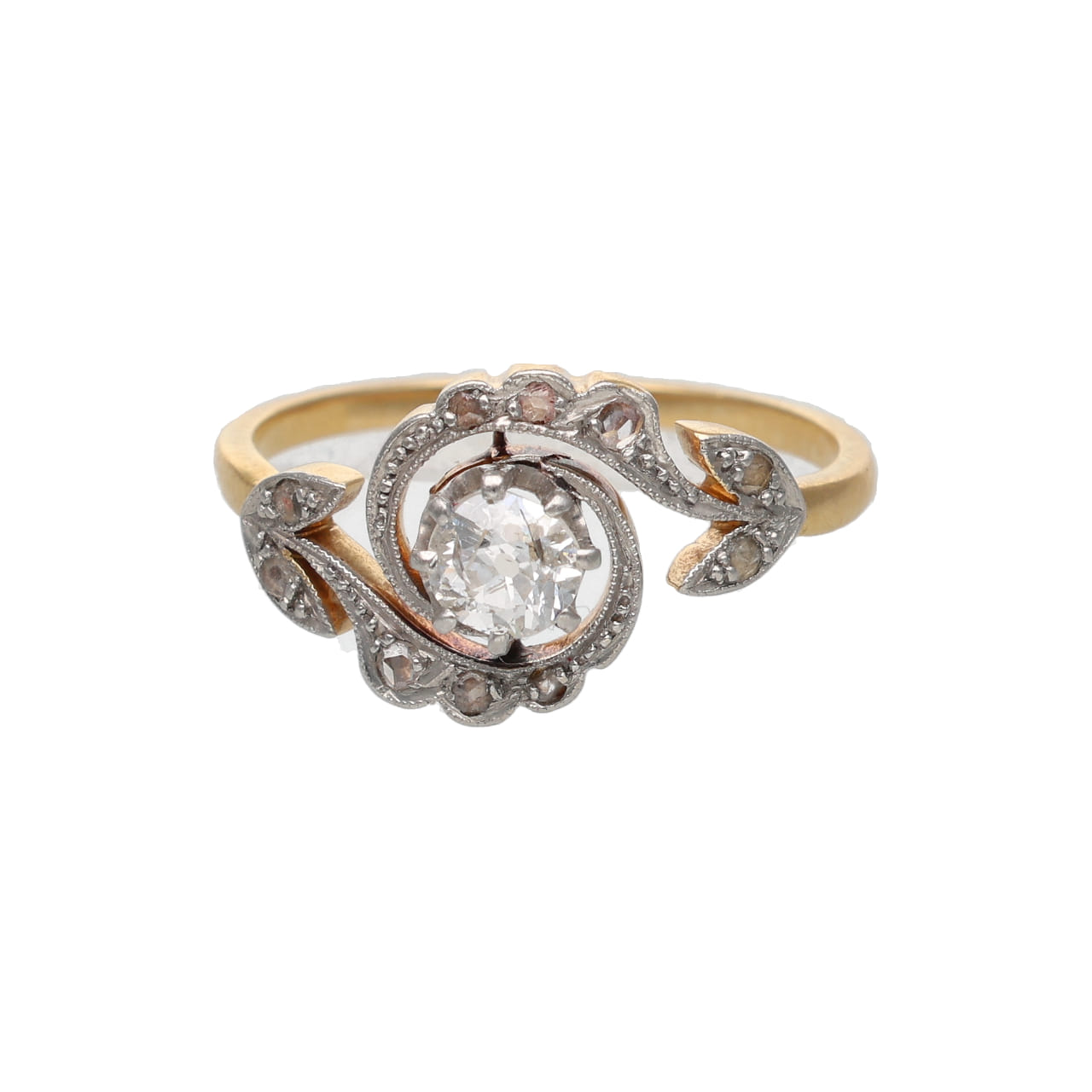 Anello edoardiano in oro e platino con diamanti_1