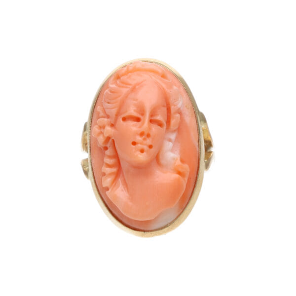 Anello anni 1960 con cammeo in conchiglia_1
