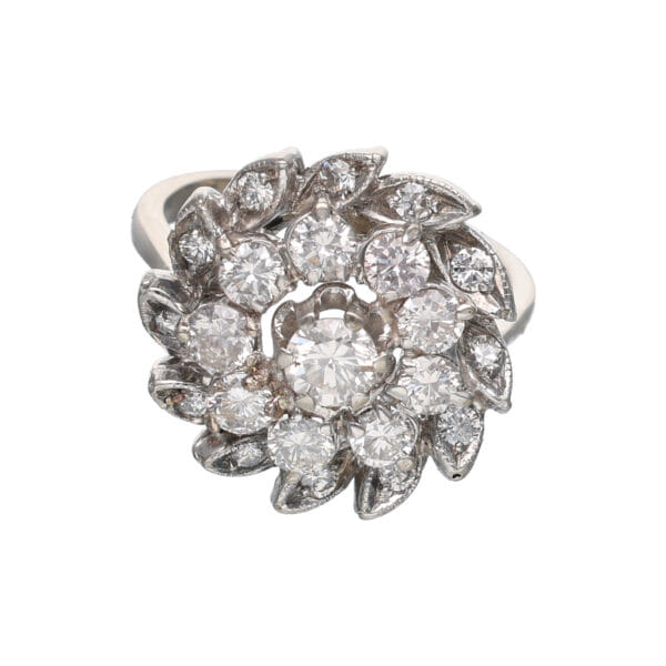 Anello a fiore anni 60 con diamanti_1