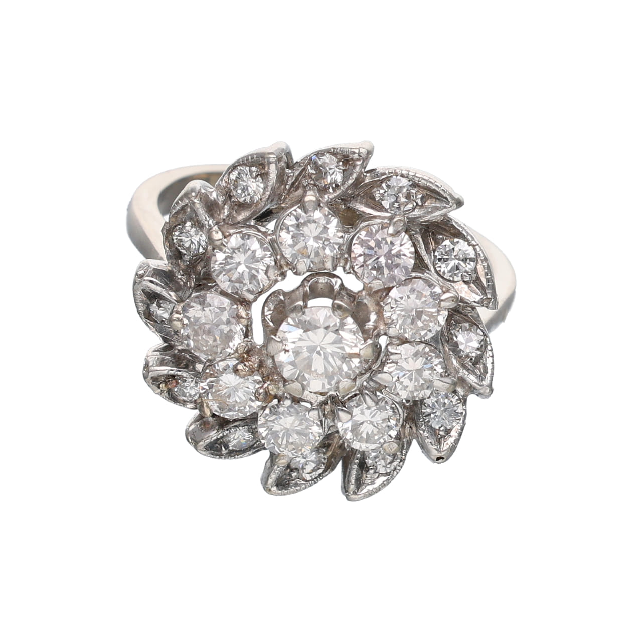 Anello a fiore anni 60 con diamanti_1