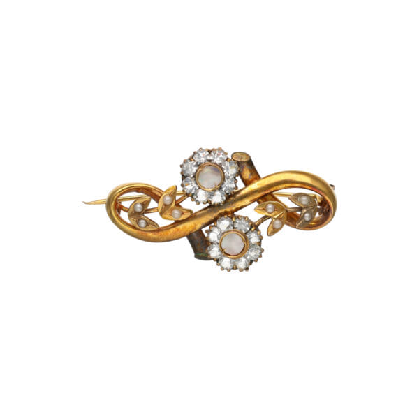 Spilla dell 800 in oro giallo 12kt con madre perla_1