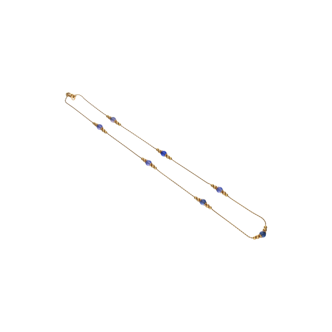 Station Necklace with Blue Chalcedony in 18kt Yellow Gold - Image 2