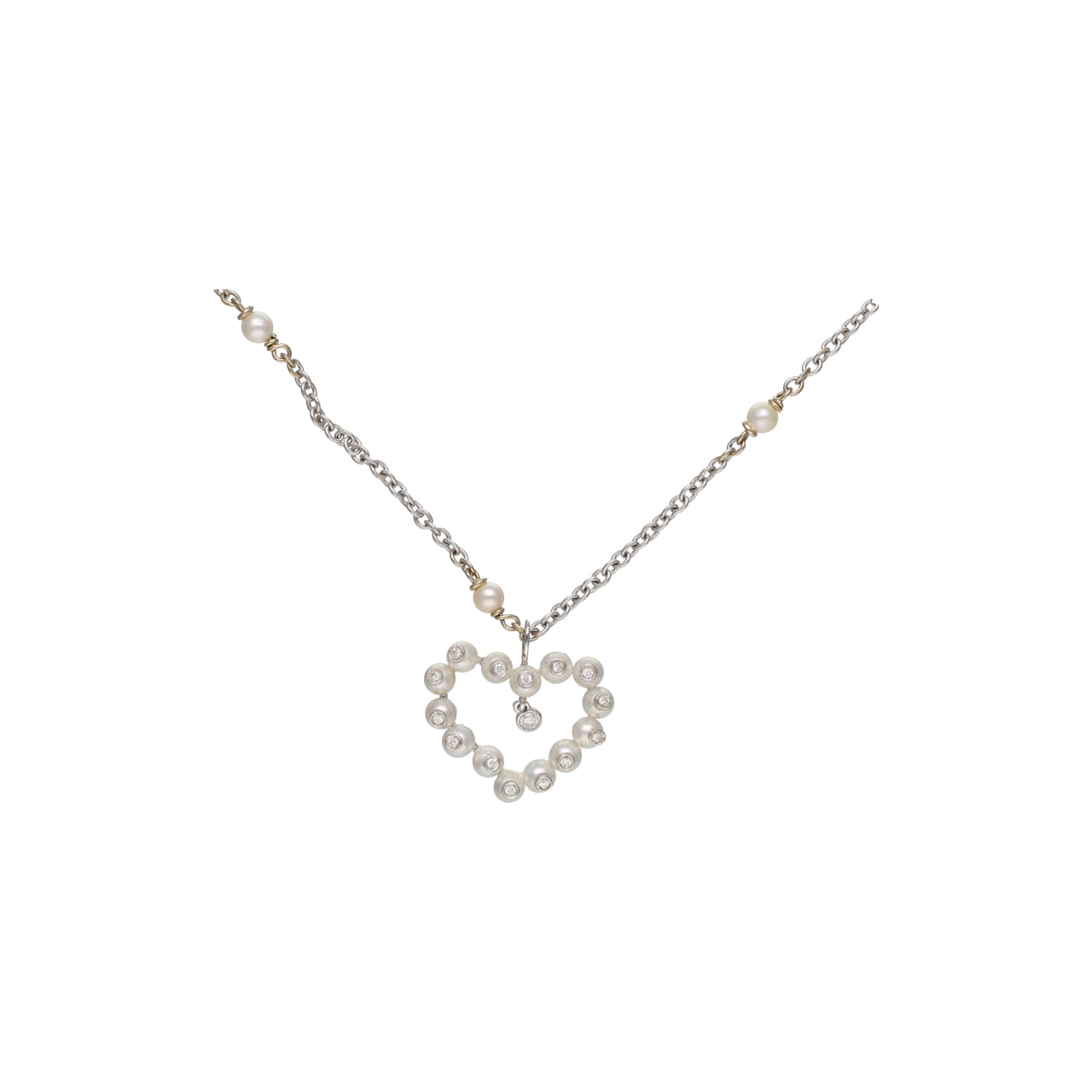 Collier faraone in oro bianco 18 kt con perle e diamanti_2