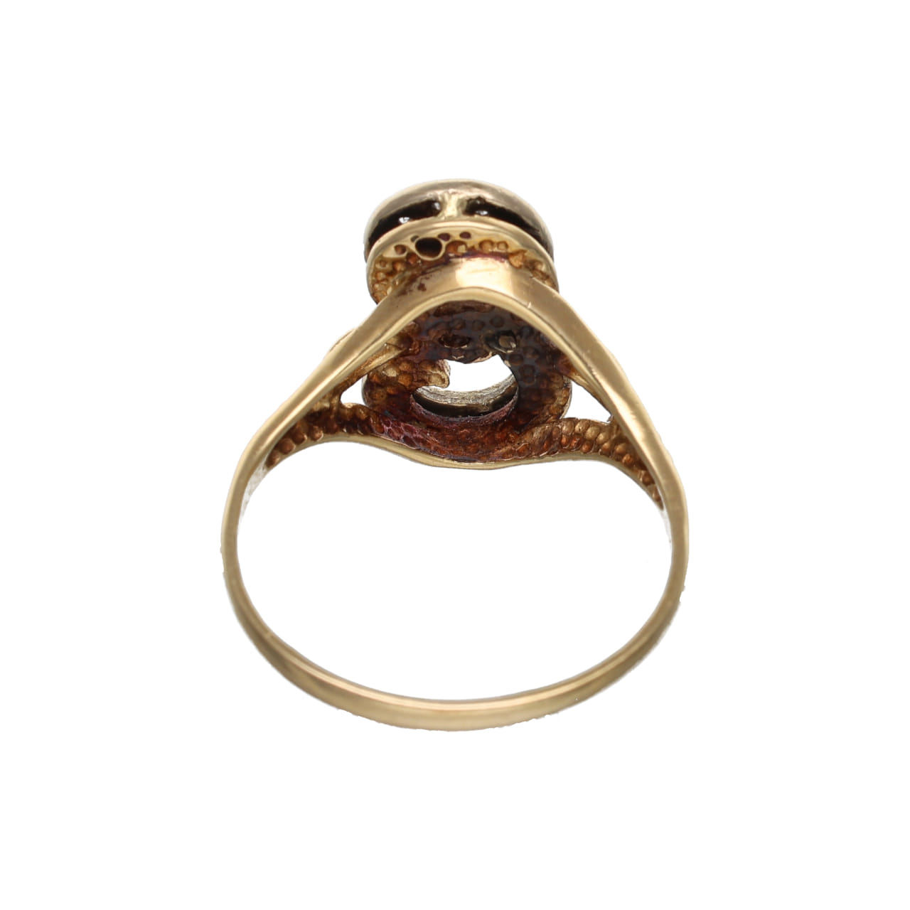 Anello anni 80 a forma di 'e' in oro con diamanti_3