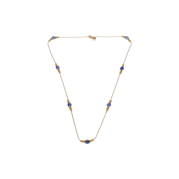 Collana a stazioni con calcedonio blu in oro giallo 18kt_1