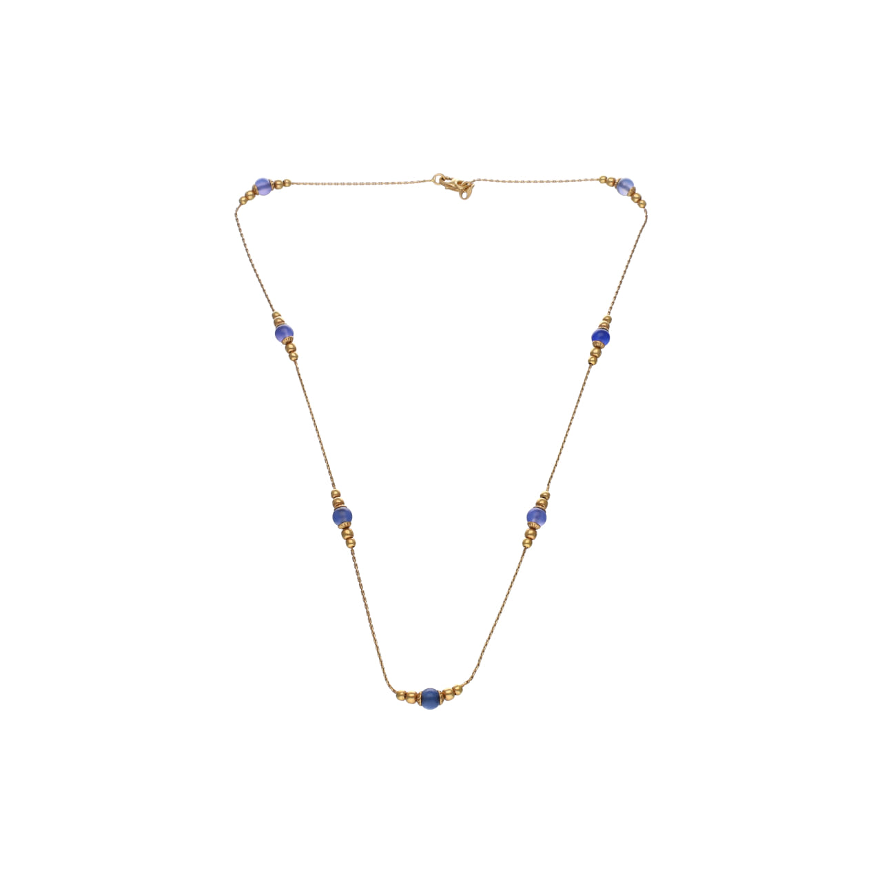 Station Necklace with Blue Chalcedony in 18kt Yellow Gold