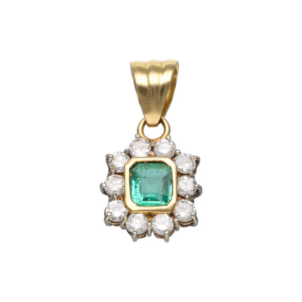 1980s Pendant with Emerald and Diamonds