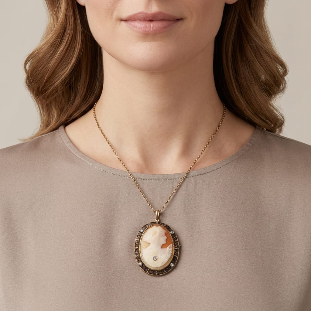 19th-Century Pendant with Shell Cameo - Image 4