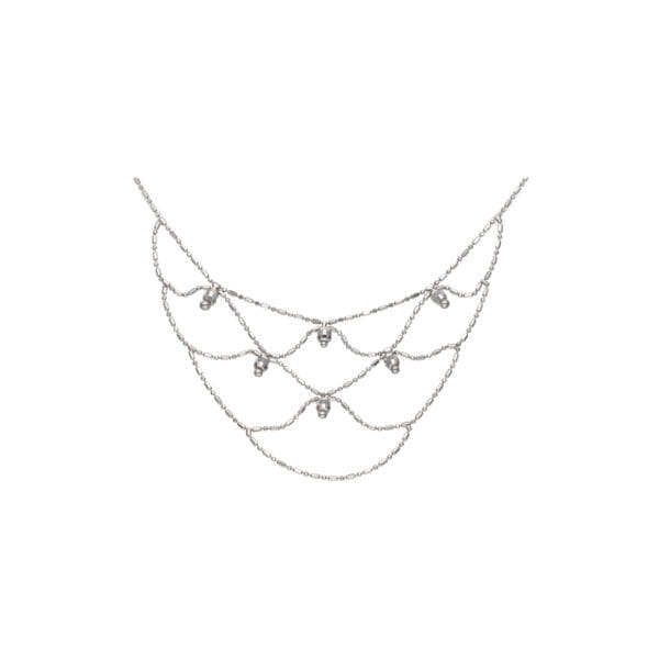 Vintage collier drappeggiata in oro bianco 18 kt_1