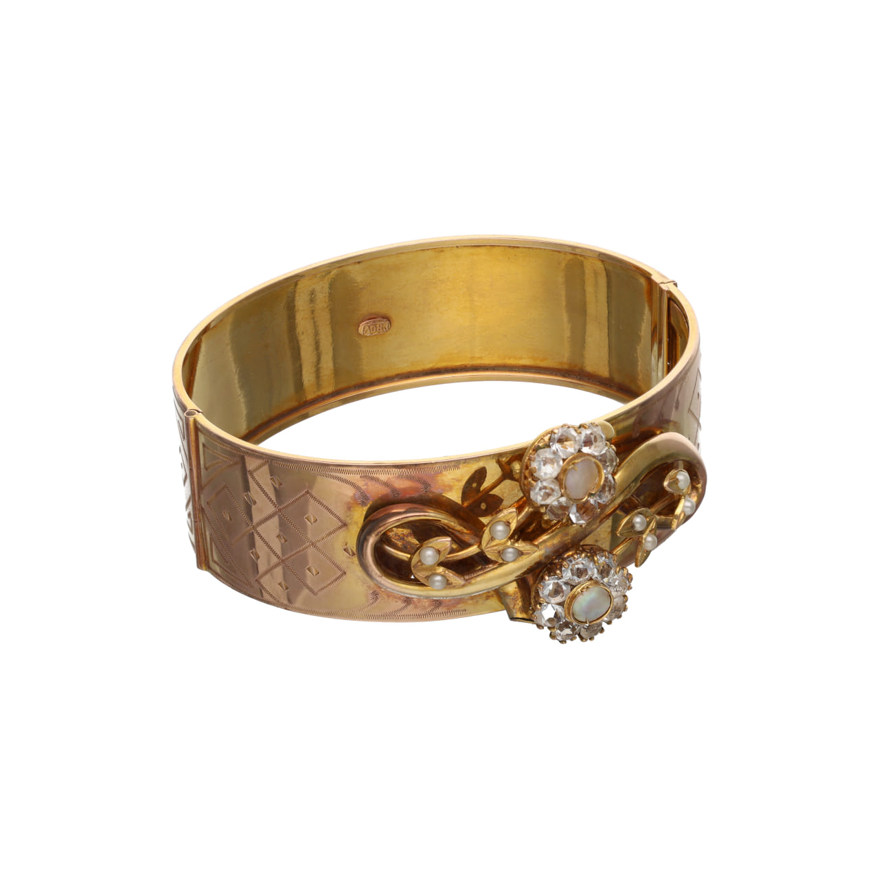 Bracciale rigido del 800 in oro inciso 12kt_2