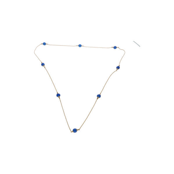 Collana vintage a maglia forzatina con sfere blu in oro giallo 18kt_1