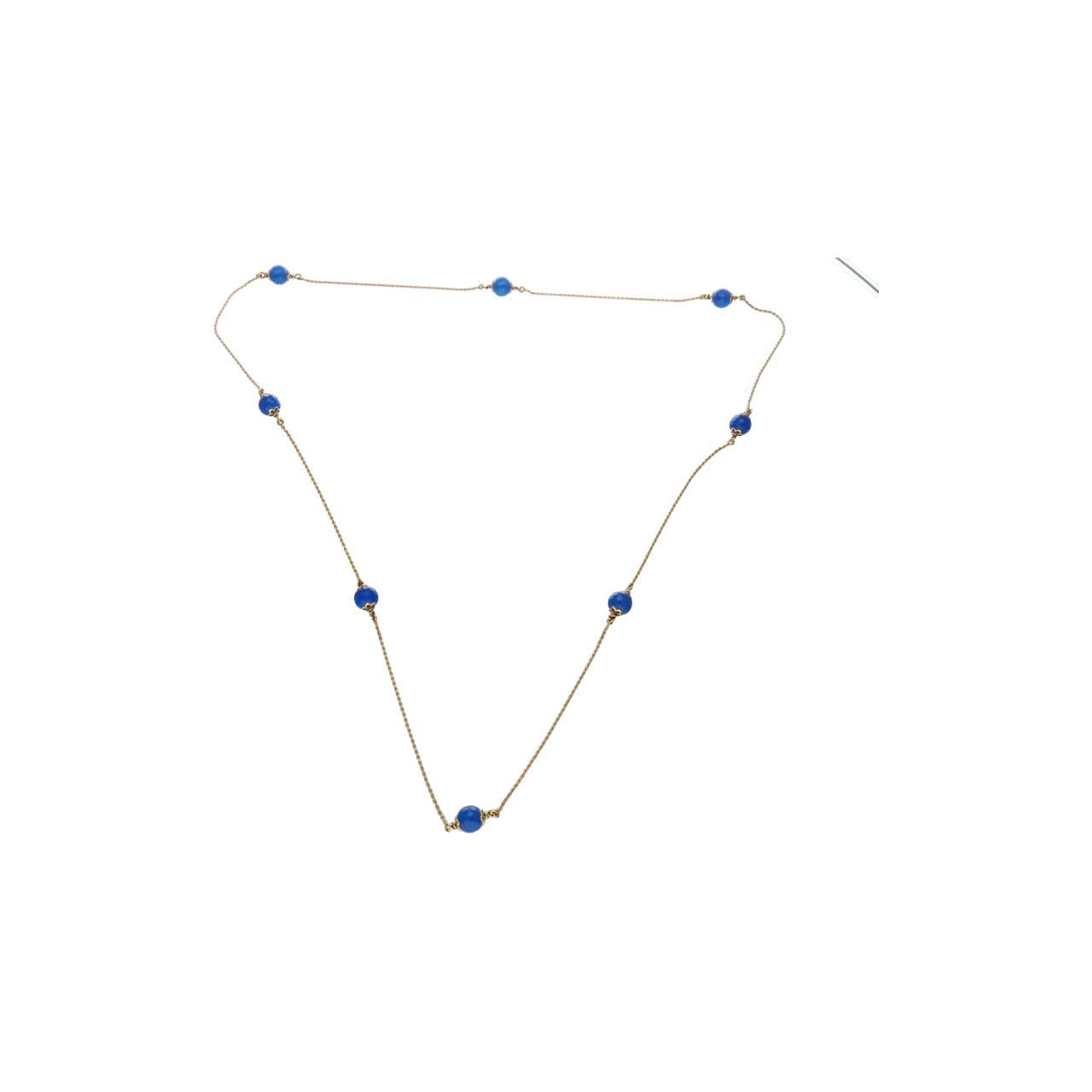 Collana vintage a maglia forzatina con sfere blu in oro giallo 18kt_1