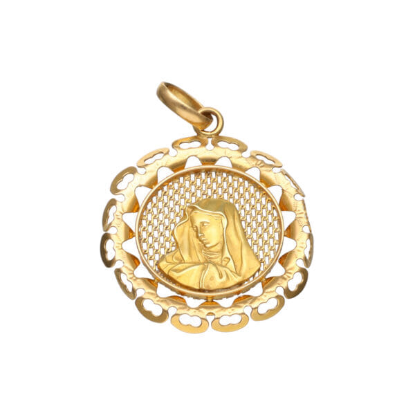 Madonna Pendant in 18 kt Yellow Gold with Pierced Frame