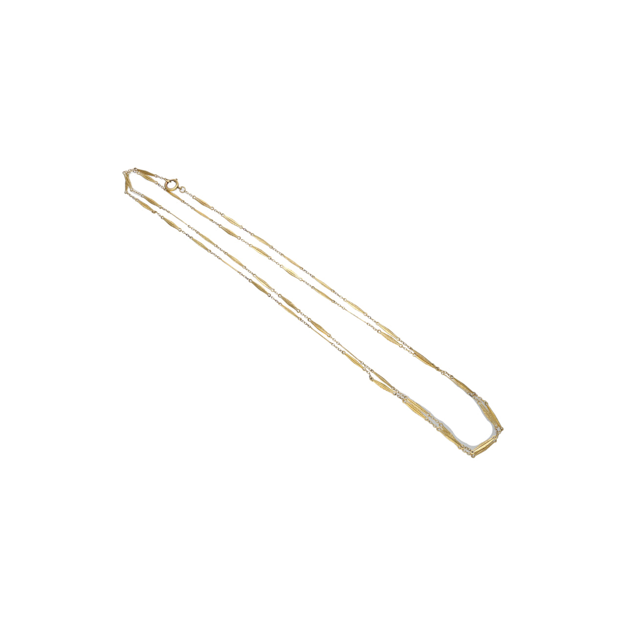 19th-Century Long 12kt Yellow Gold Necklace with Engraved Lozenge Links - Image 2
