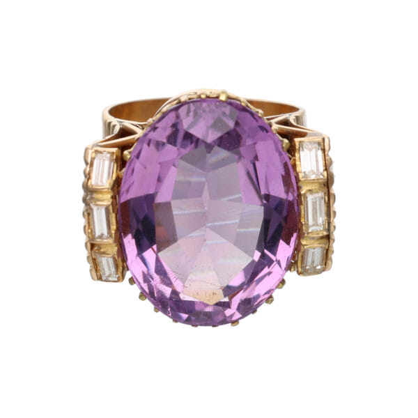 1950s Ring with Amethyst and Diamonds